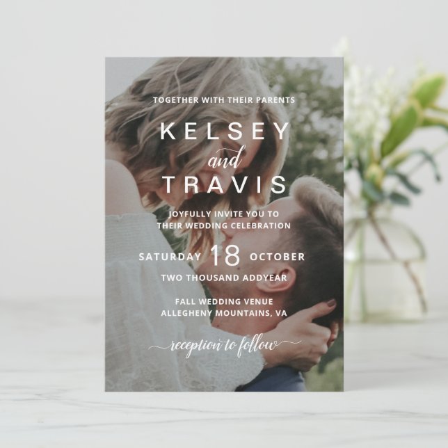 Invitation Simple Photo Elegant Mariage moderne (Debout devant)