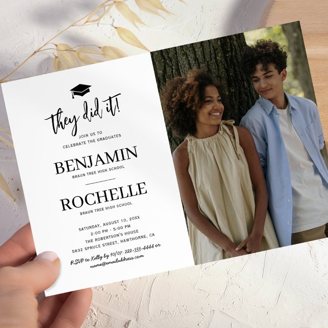 Invitation Simple Photo Joint Graduation (Créateur téléchargé)