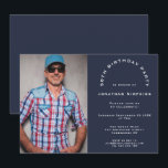 Invitation Simple Photo Man 50th Birthday Party Navy Blue<br><div class="desc">Simple Photo Man 50th Birthday Party Navy Blue. Un design entièrement personnalisable, il suffit de remplacer l'exemple de photo par le vôtre et personnaliser le texte à vos détails. Vous pouvez également modifier l'arrière - plan bleu marine des deux côtés et la couleur et le style du texte si vous...</div>