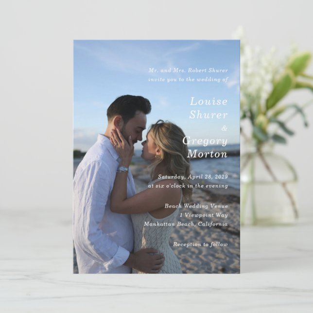 Invitation Simple Photo Mariage Moderne (Debout devant)