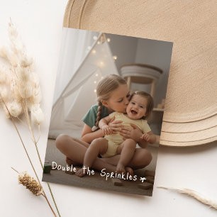 Invitation Simple Photo Mignonne Commune Double Anniversaire