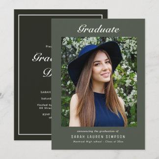 Invitation Simple photo modern graduation dinner