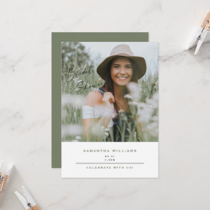 Invitation Simple Photo Sage Mariage Contemporain Fête de Fia