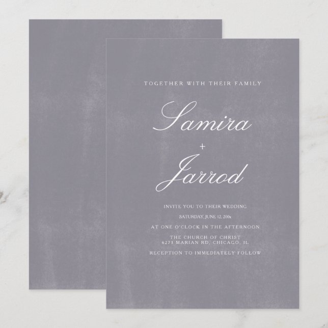 Invitation Simple Pierre Grise Béton Motif Rustique Mariage (Devant / Derrière)