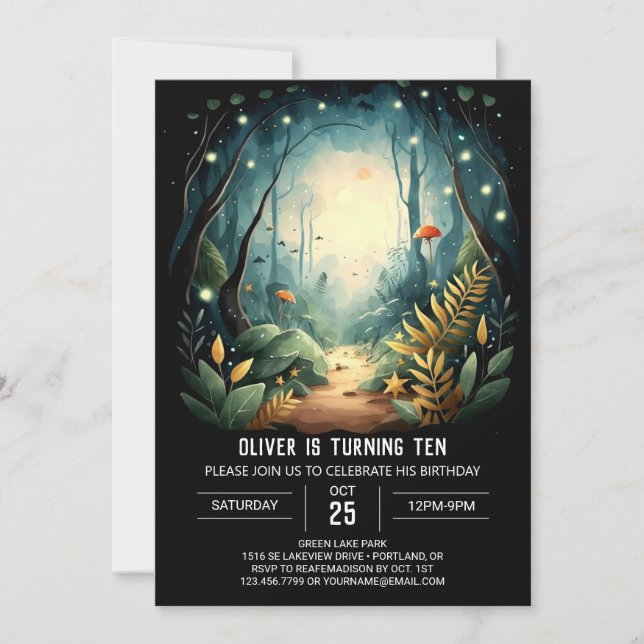 Invitation Simple Pine Adventure Woodland Anniversaire (Devant)