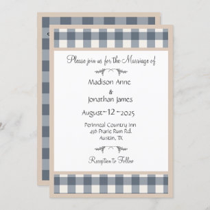 Invitation Simple Plaid En vichy Joli Mariage campagnard