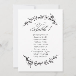 Invitation Simple plan de table de mariage floral. Plan de ta