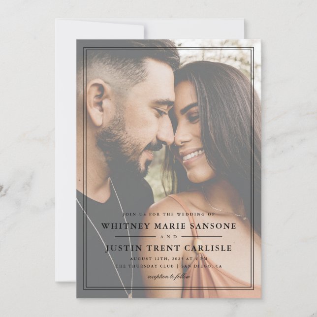 Invitation Simple Portrait de Mariage Classique Photo (Devant)