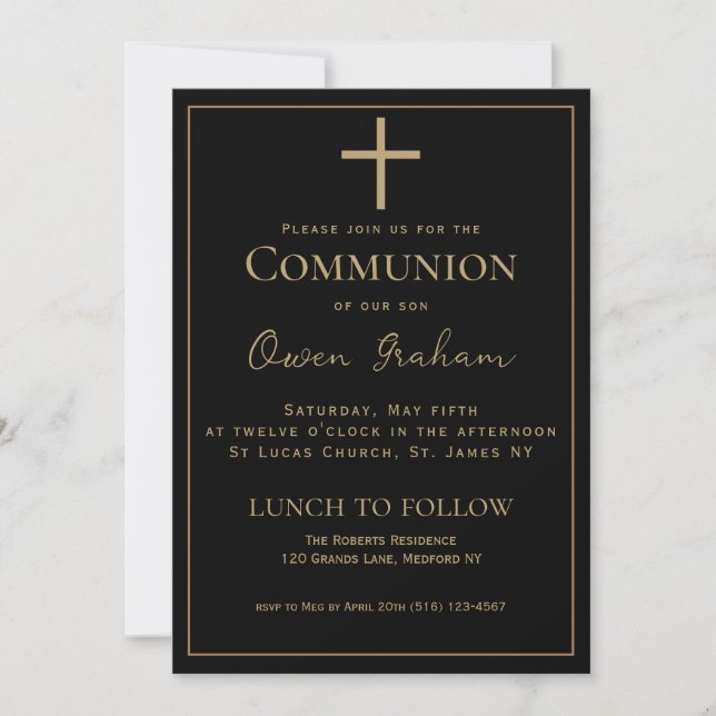 Invitation simple pour garçon à la communion  (Devant)