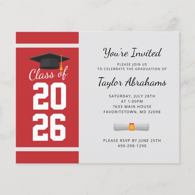 Invitation simple pour la fête de remise des diplô (Devant)