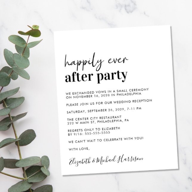 Invitation simple pour la réception de mariage à p (Créateur téléchargé)