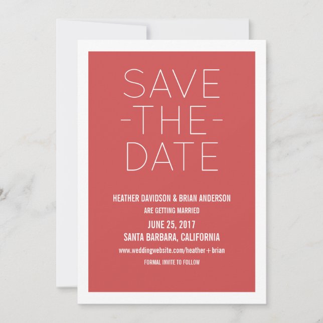 Invitation simple pour Sauvegarder la Date, Rouge (Devant)