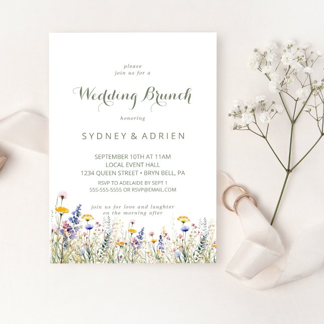 Invitation simple pour un brunch de mariage aux fl (Créateur téléchargé)