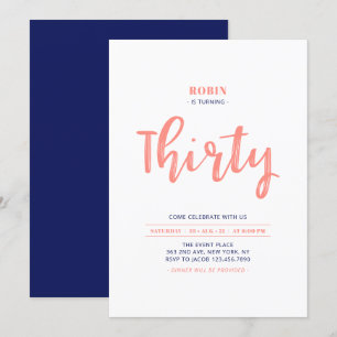 Invitation simple pour une fête d'anniversaire 30 