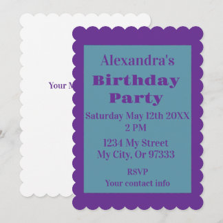 Invitation Simple Purple and Green Birthday