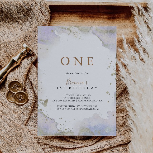 Invitation Simple Purple Minimaliste Premier anniversaire (Créateur téléchargé)