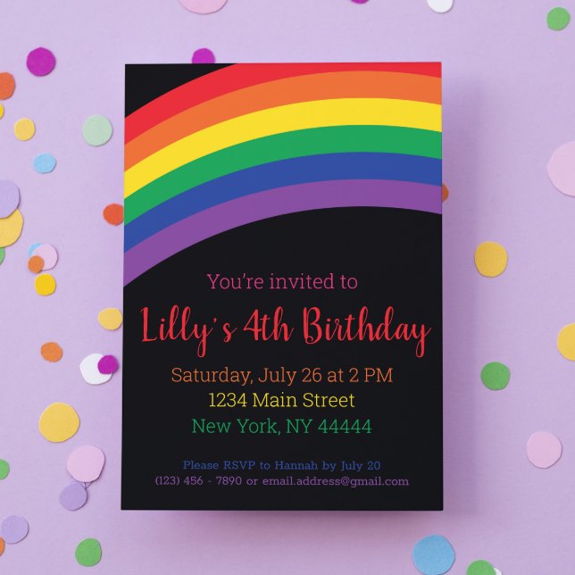 Invitation Simple Rainbow Party Invitation, Rainbow Birthday (Créateur téléchargé)