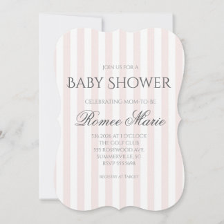 Invitation simple rayée pour baby shower