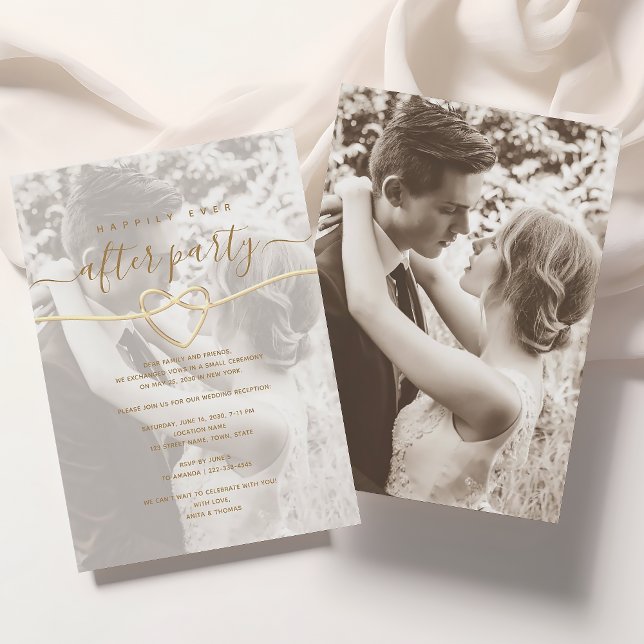 Invitation Simple Réception de Mariage Heureux À Tout Jamais  (Créateur téléchargé)