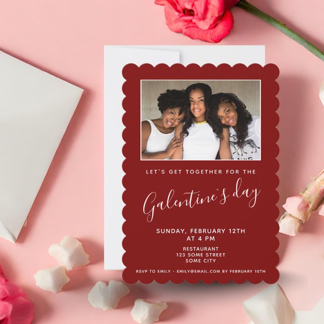 Invitation Simple Red Galentine`s Day Friend Photo (Créateur téléchargé)