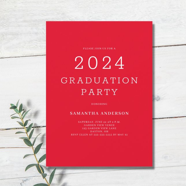 Invitation Simple Red Graduation Party (Créateur téléchargé)