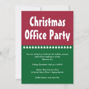 Invitation Simple Red Green Christmas Office Party
