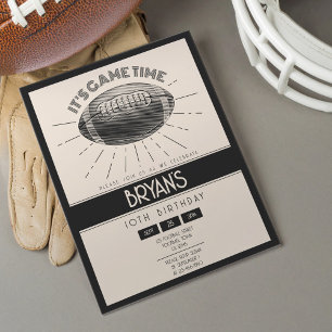 Invitation simple rétro noir pour anniversaire de