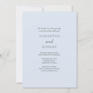 Invitation Simple Romantique Mariage Bleu Vert