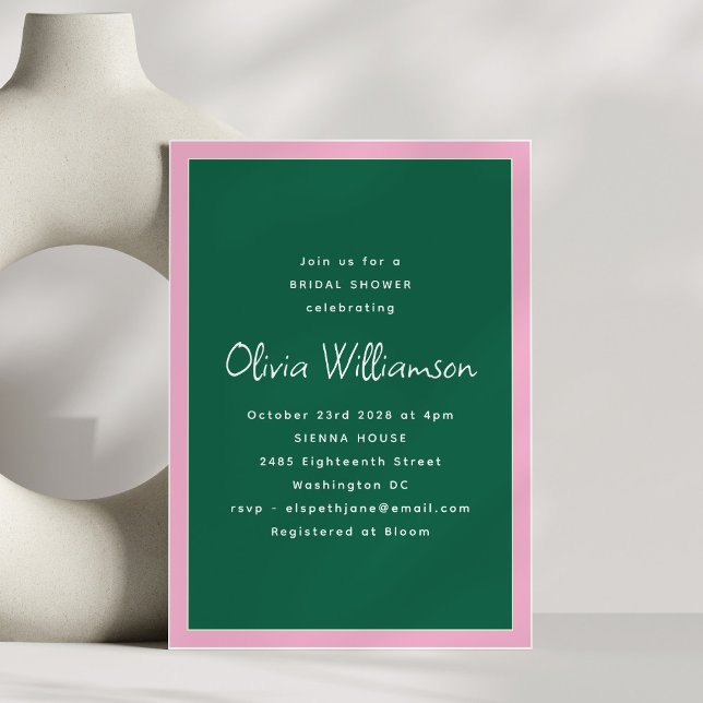 Invitation Simple Rose et Vert Moderne Tendance Baby Shower d (Créateur téléchargé)