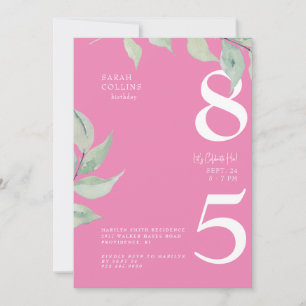 Invitation simple rose pour 85e anniversaire