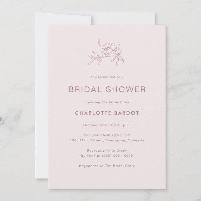 Invitation simple rose pour une baby shower (Devant)