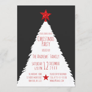 Invitation Simple rouge noir blanc Parties scintillant étoile