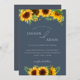 Invitation Simple Royal Blue Opulence Mariage de tournesols