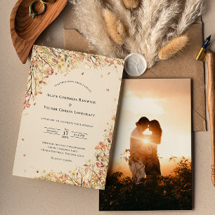 Invitation Simple Rustic Fall Beige Mariage Photo