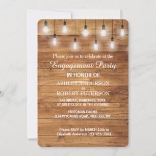 Invitation Simple Rustic Wood Lights