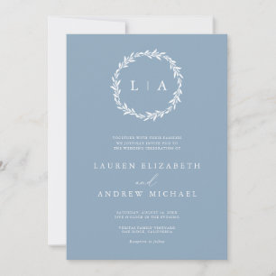 Invitation Simple rustique Dusty bleu gris moderne Mariage In
