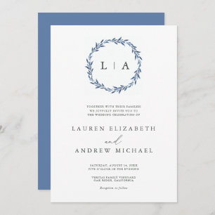 Invitation Simple Rustique Dusty Bleu Moderne Mariage