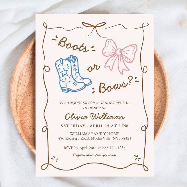 Invitation Simple rustique Western Boots or Bows Genre Reved (Créateur téléchargé)