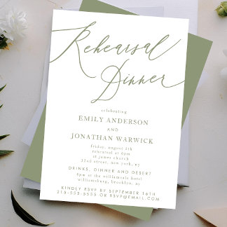 Invitation Simple Sage Vert et blanc Modernité Calligraphie