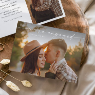 Invitation Simple Script 2 Photo Mariage Fiançailles