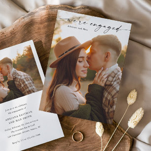 Invitation Simple Script 2 Photo Mariage Fiançailles