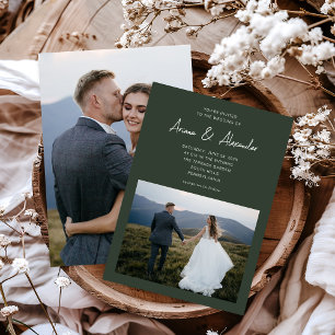 Invitation Simple Script Forest Green Deux Mariage photo