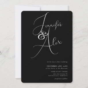 Invitation Simple Script Mariage Minimaliste Collage de Photo