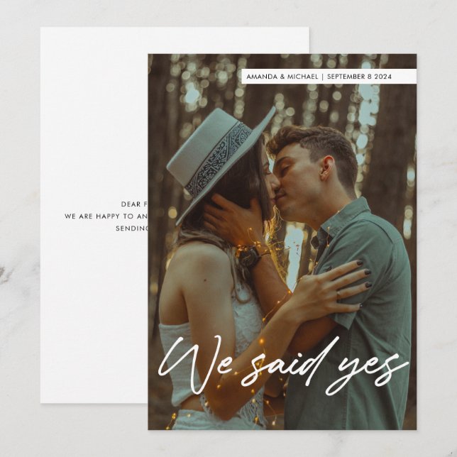 Invitation Simple Script Moderne Nous Avons Dit Oui Photo Mar (Devant / Derrière)