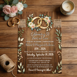 Invitation Simple Script Ruby pour 50 ans de mariage