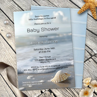 Invitation Simple Seashell Beach Baby shower