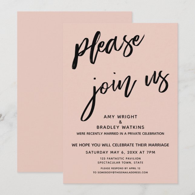 Invitation Simple S'il Vous Plaît Rejoignez-Nous Après Récept (Devant / Derrière)