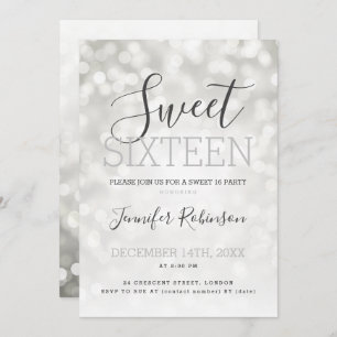 Invitation Simple Silver Sweet 16 lumières scintillantes pour