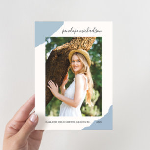 Invitation Simple Splashes Blue Photo Graduation Party