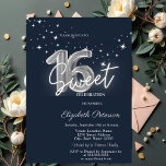 Invitation Simple Stars Navy Blue Sweet 16<br><div class="desc">A modern,  chic and glamorous Sweet 16 with stars on a navy blue background.</div>